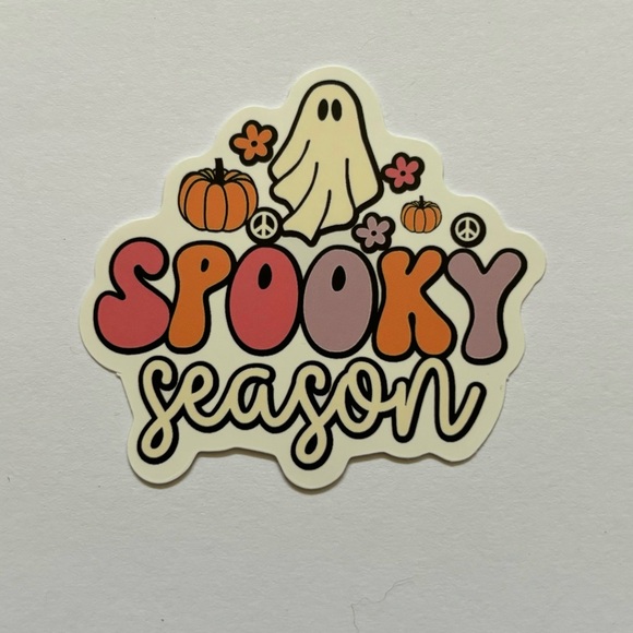 Illustrated "Spooky Season" Cutesy Pics with Cute Ghost Waterproof Sticker - Picture 1 of 2
